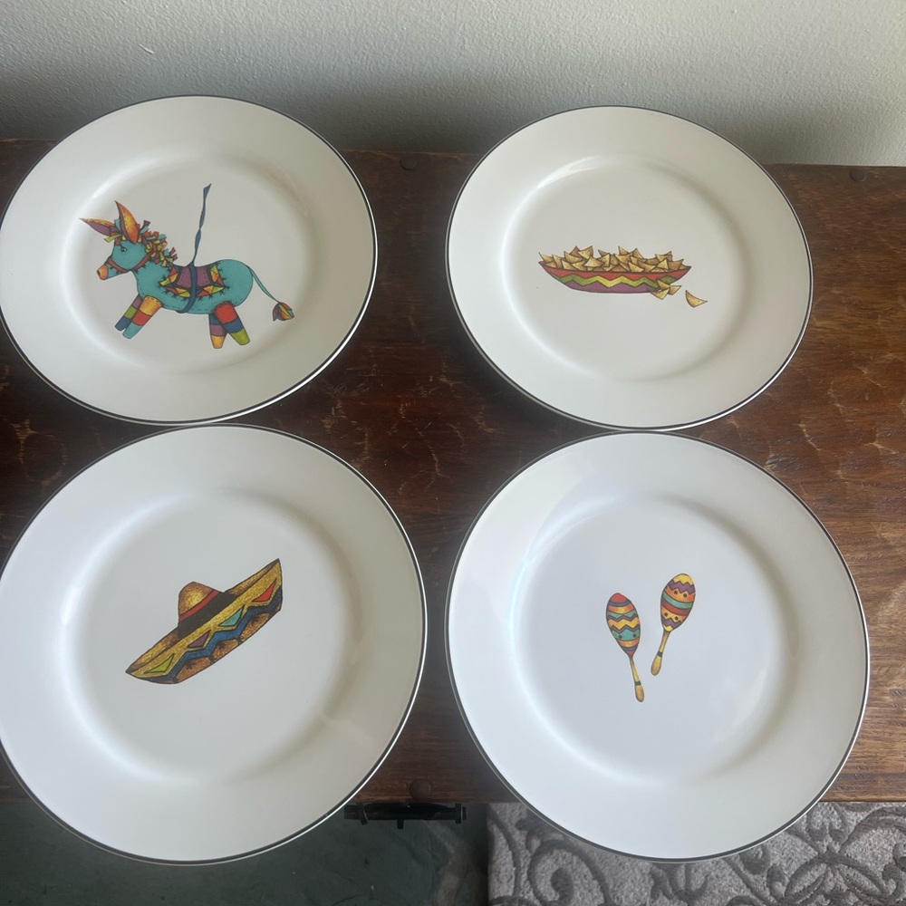 HausenWare Set of 4 Mexican Fiesta Plates - 8"